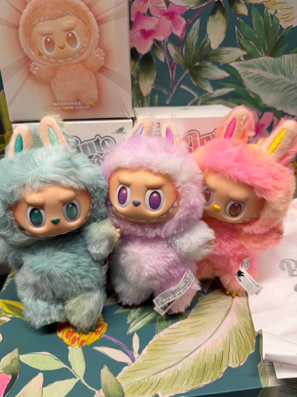 Pop Mart Labubus set of 3 new in open boxes Serenity Luck Loyalty